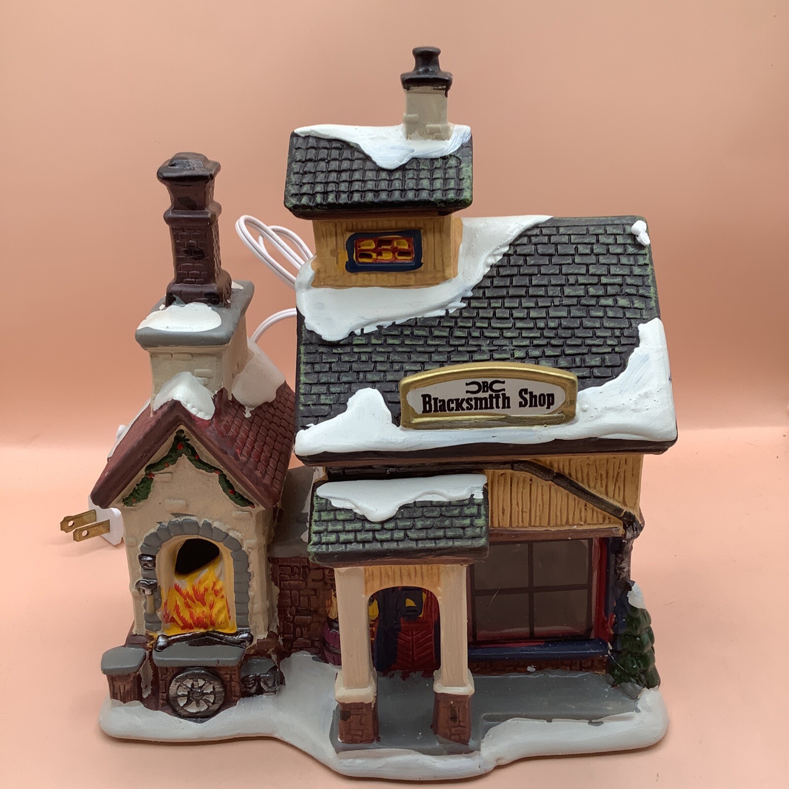 Holiday Time Blacksmith Shop Light Up Village Collectible Decor Piece