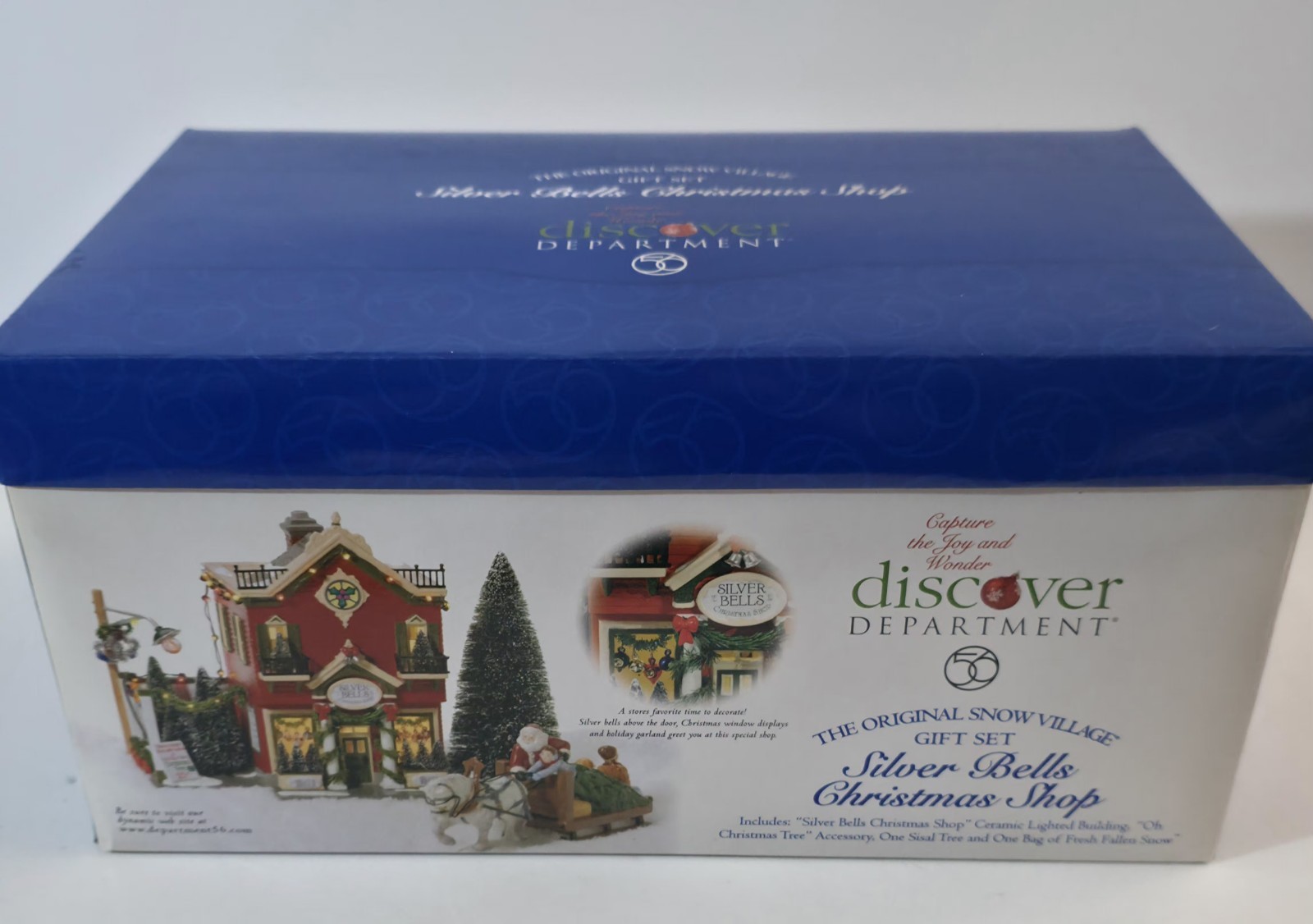 Dept 56 Silver Bells Christmas Shop Snow Village #55040 Gift Set Works, Complete