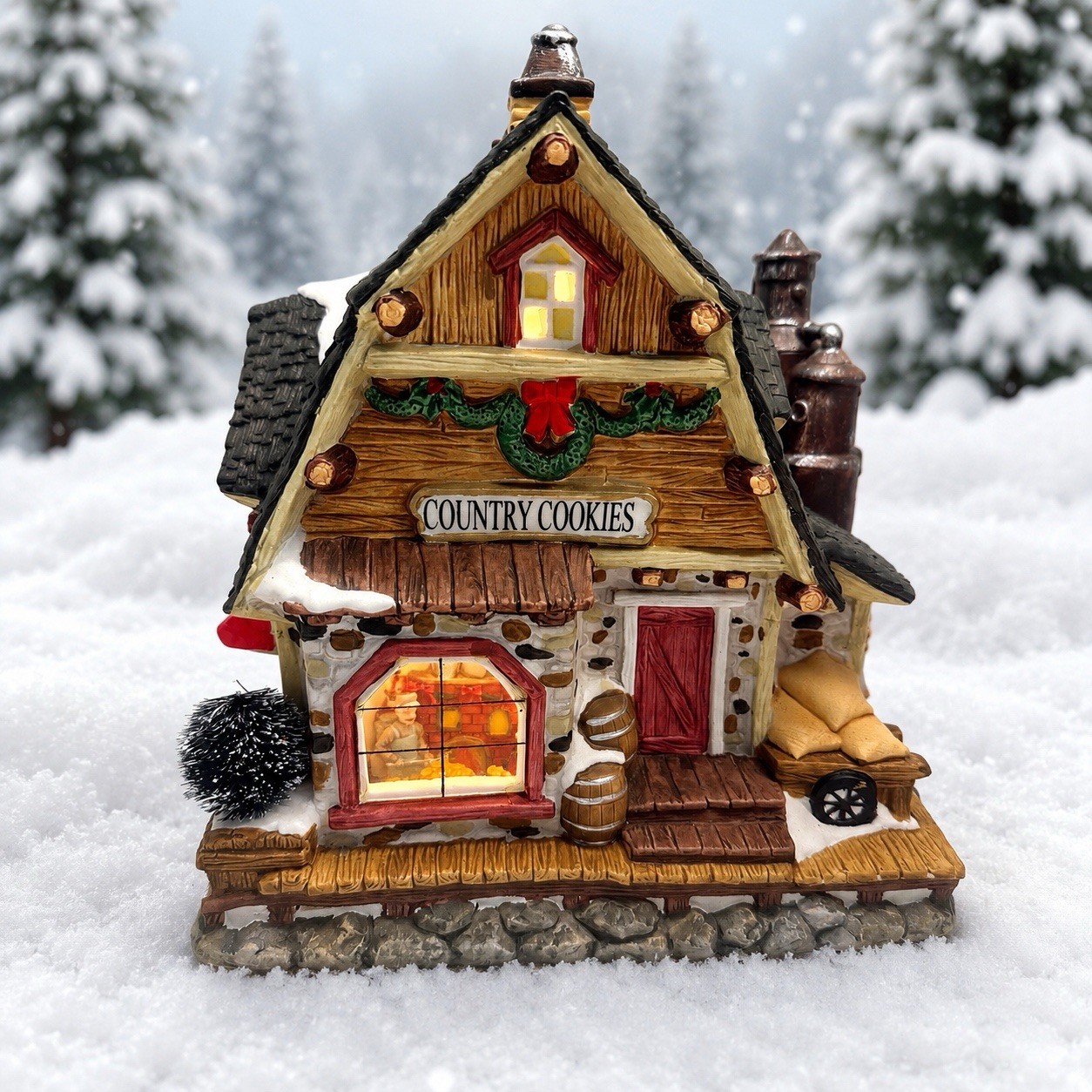 Vintage Holiday House Country Cookies Lighted Christmas House