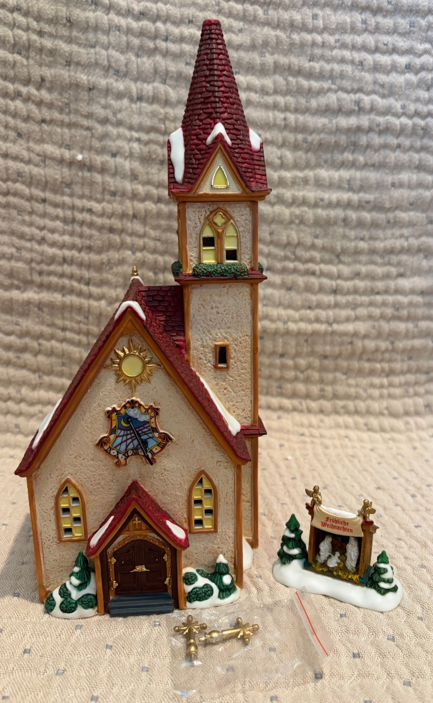 Dept 56 Alpine Village Merry Christmas Church #56237 Two Piece Set NEW IN BOX