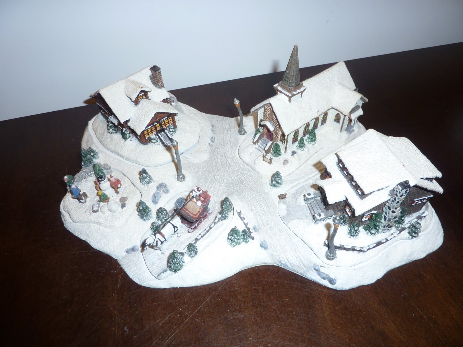 Terry Redlin cold cast porcelain Winter Wonderland village by Hadley 1996