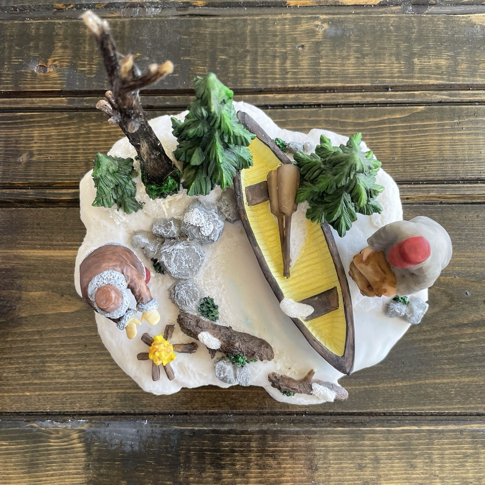Heartland Valley Christmas Village Accessory Winter Camping Rowboat Campfire