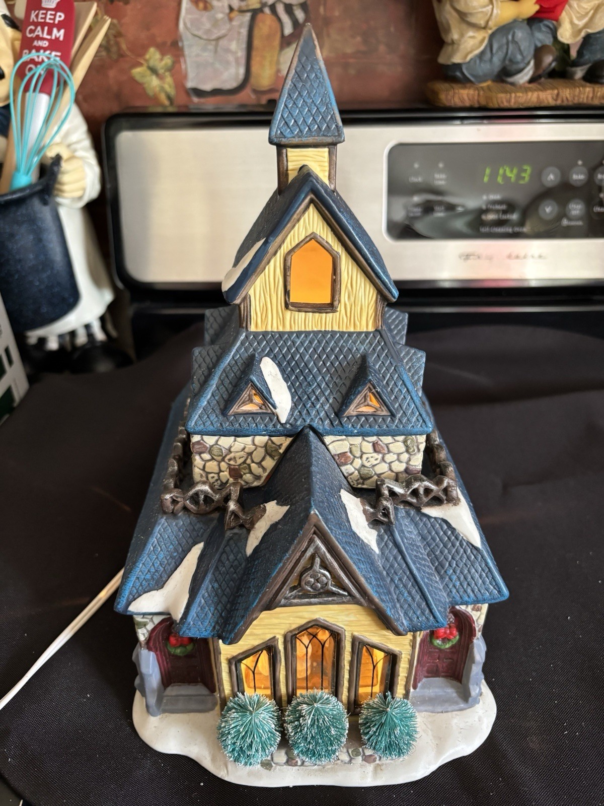 Ceramic Light-Up Christmas Church Decoration