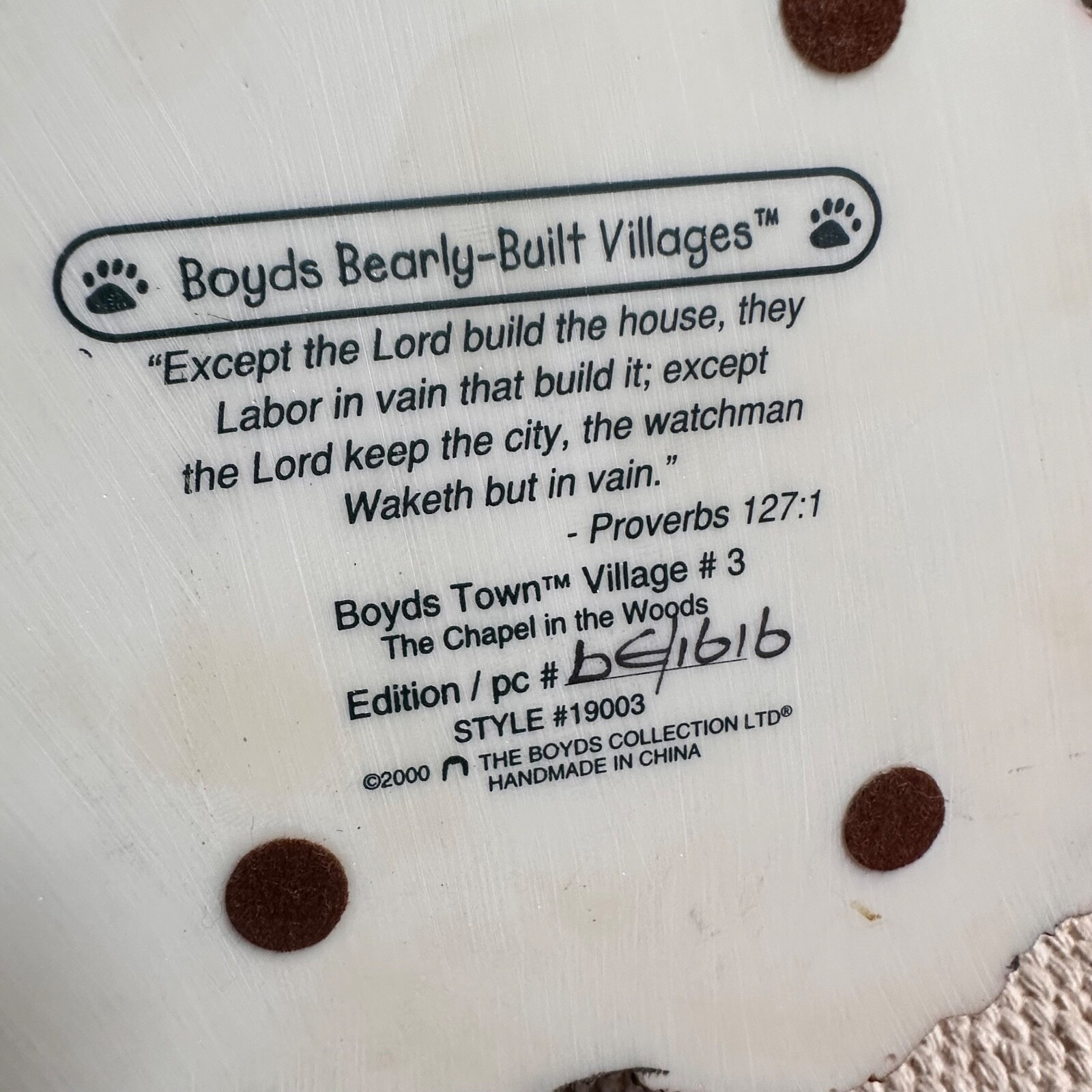 BOYDS BEARLY- BUILT VILLAGES Boyds Town #3 THE CHAPEL IN THE WOODS