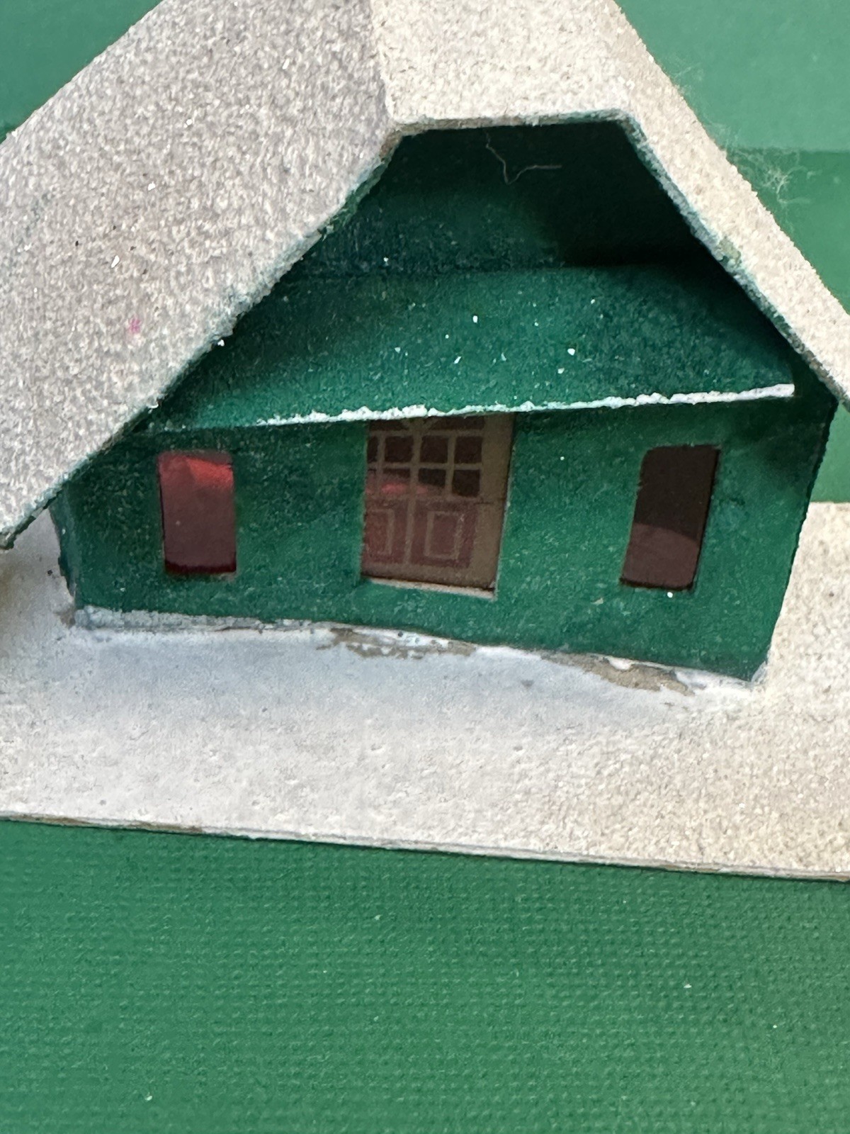 Vintage Christmas Putz House Lot Of 2 Japan Red White Green Village
