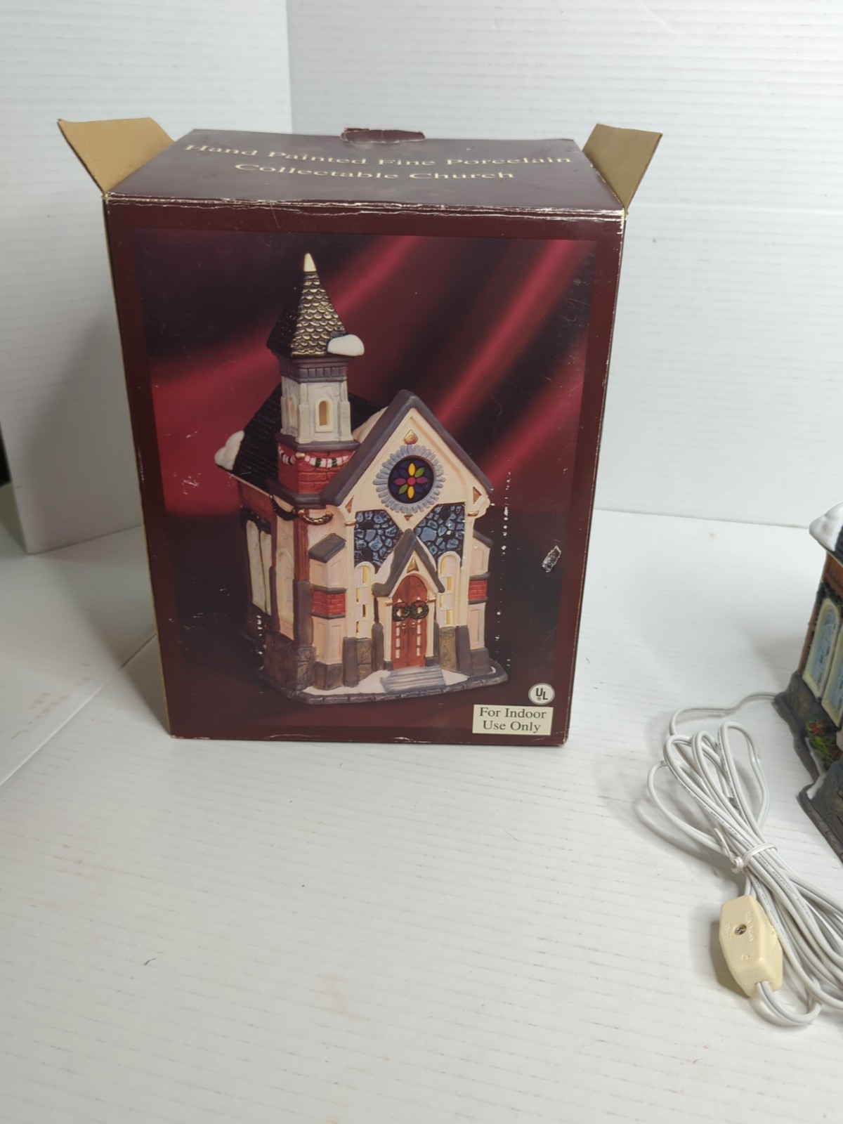 Galleria Christmas Village Church – Hand-Painted Porcelain with Light & Cord