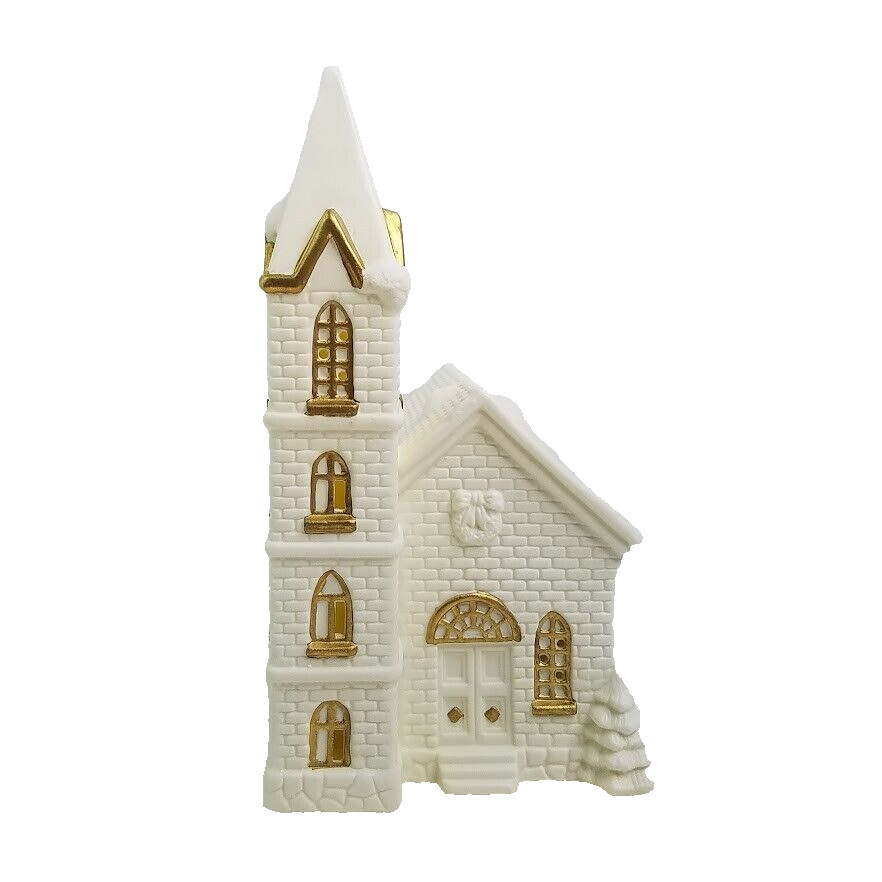 Vintage Jade Porcelain Musical House Church Christmas Village Share The Joy