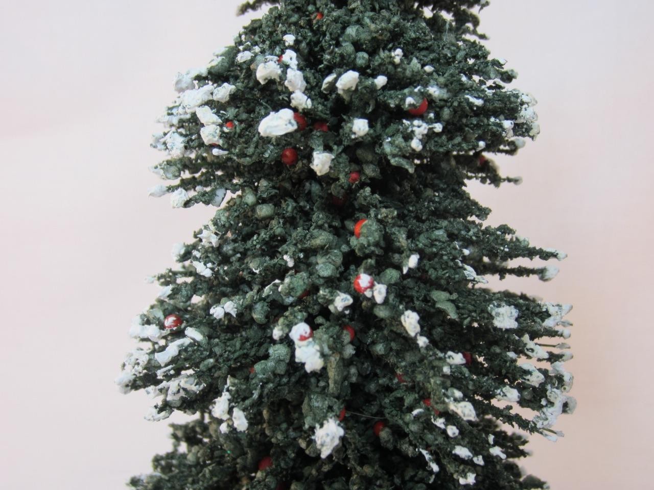 *Brush Tree Train, RR, Mini Dollhouse, Village, Creche Scene Flocked, Berries 9″
