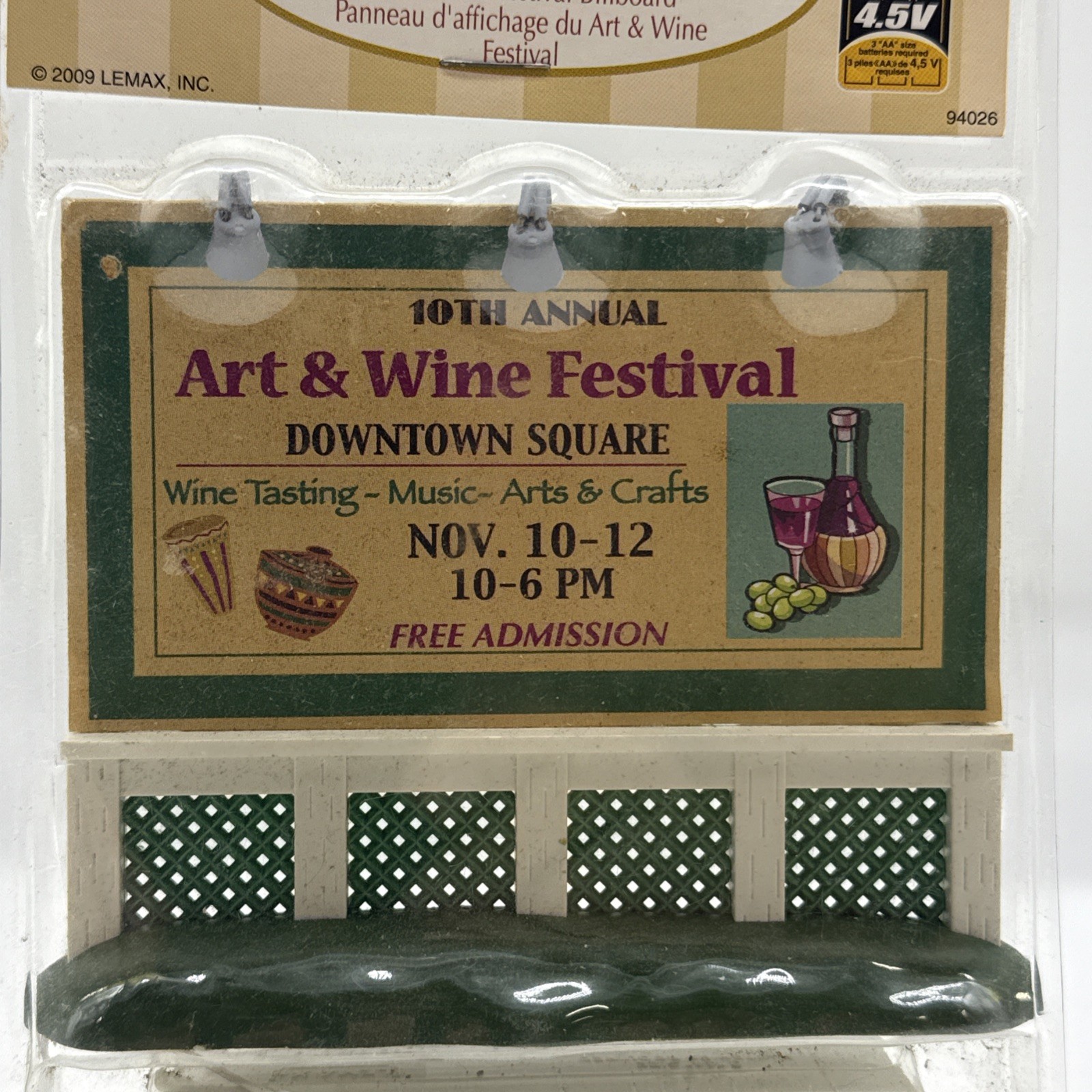 Lemax Coventry Cove 94026 Art & Wine Festival Billboard 2009 Christmas Village