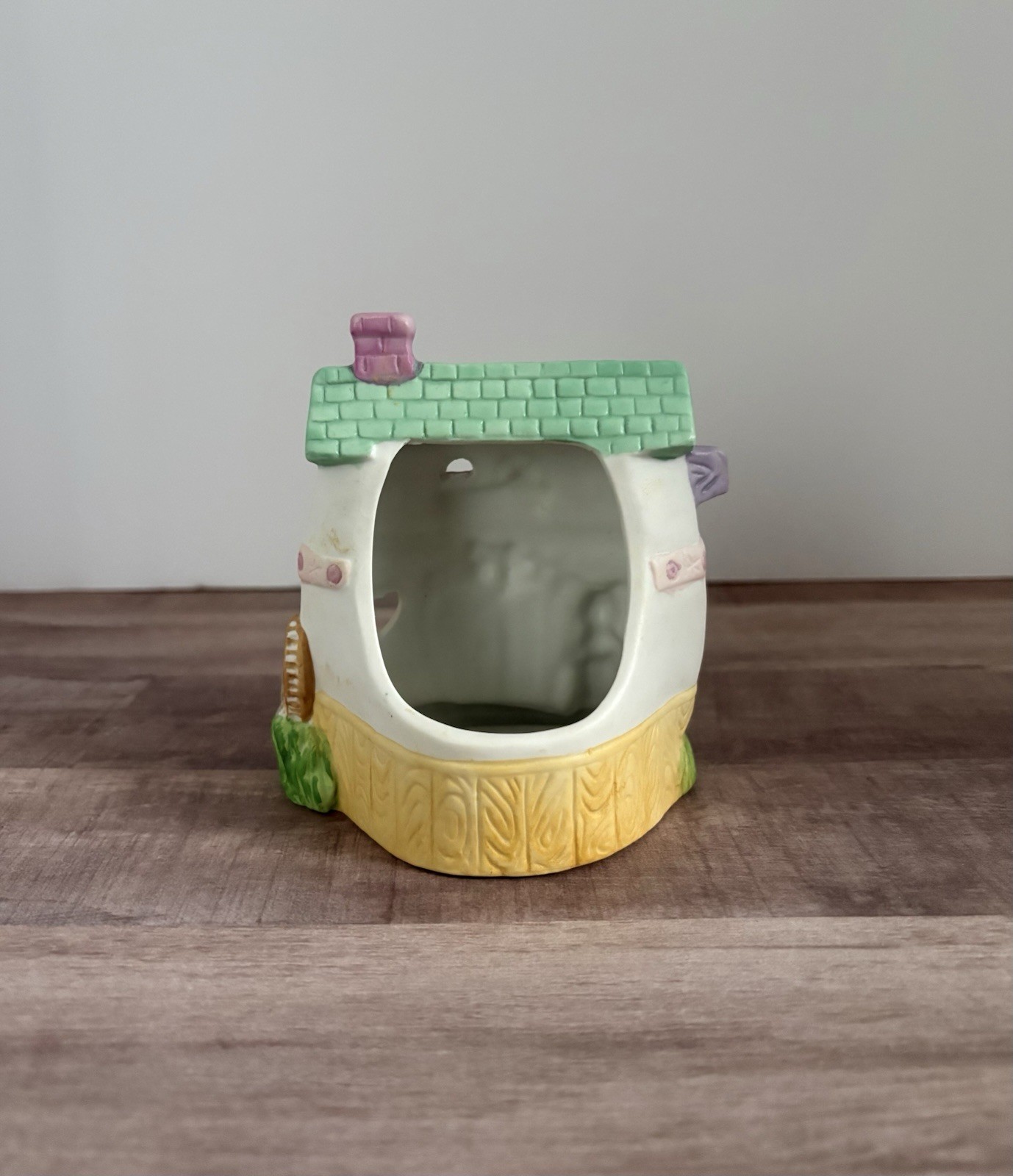Vintage Easter Bunny Egg Mill House Ceramic Votive Candle Holder Hand Painted