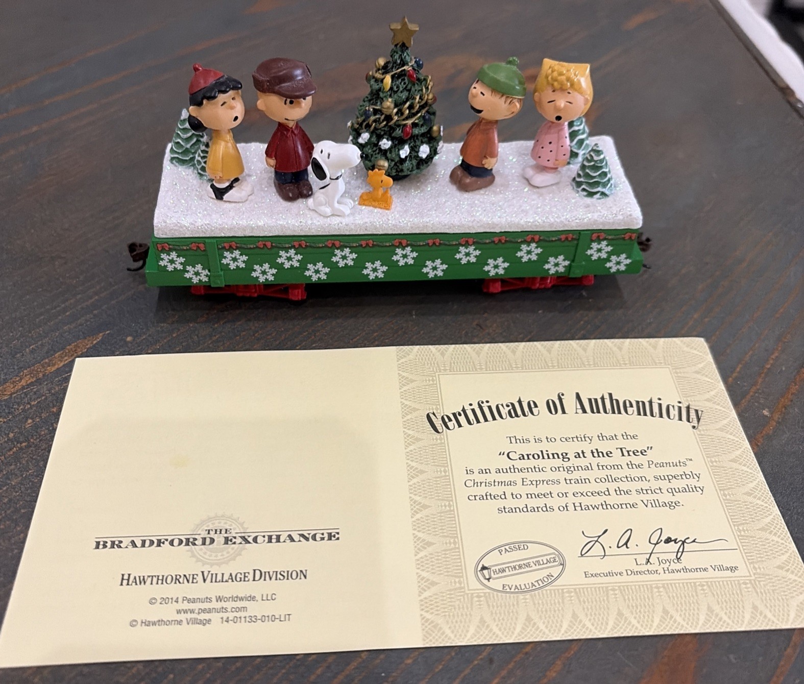 Peanuts Christmas Express Train Car Hawthorne Village “caroling At The Tree” COA