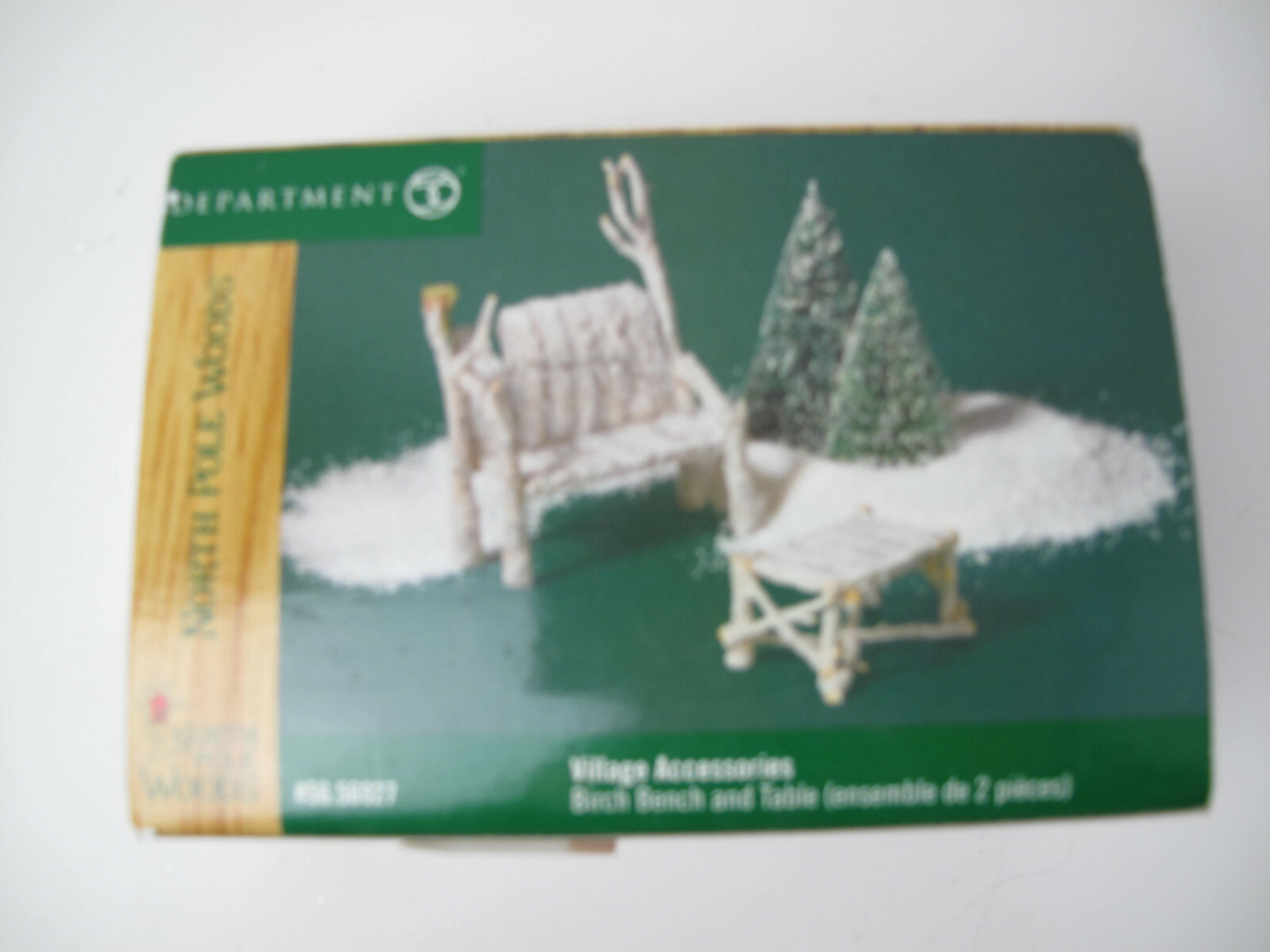 Dept 56 North Pole Woods Village Accessories Birch Bench and Table MINT