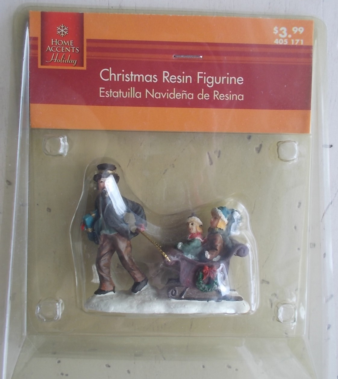 Holiday Home Accents Christmas Resin Figurine Man Pulling Sled w Children 405171