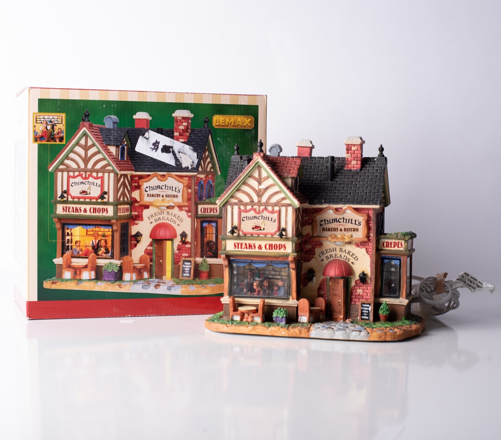 Lemax Churchills Bakery Bistro Lighted Building Holiday Display Retired 15223