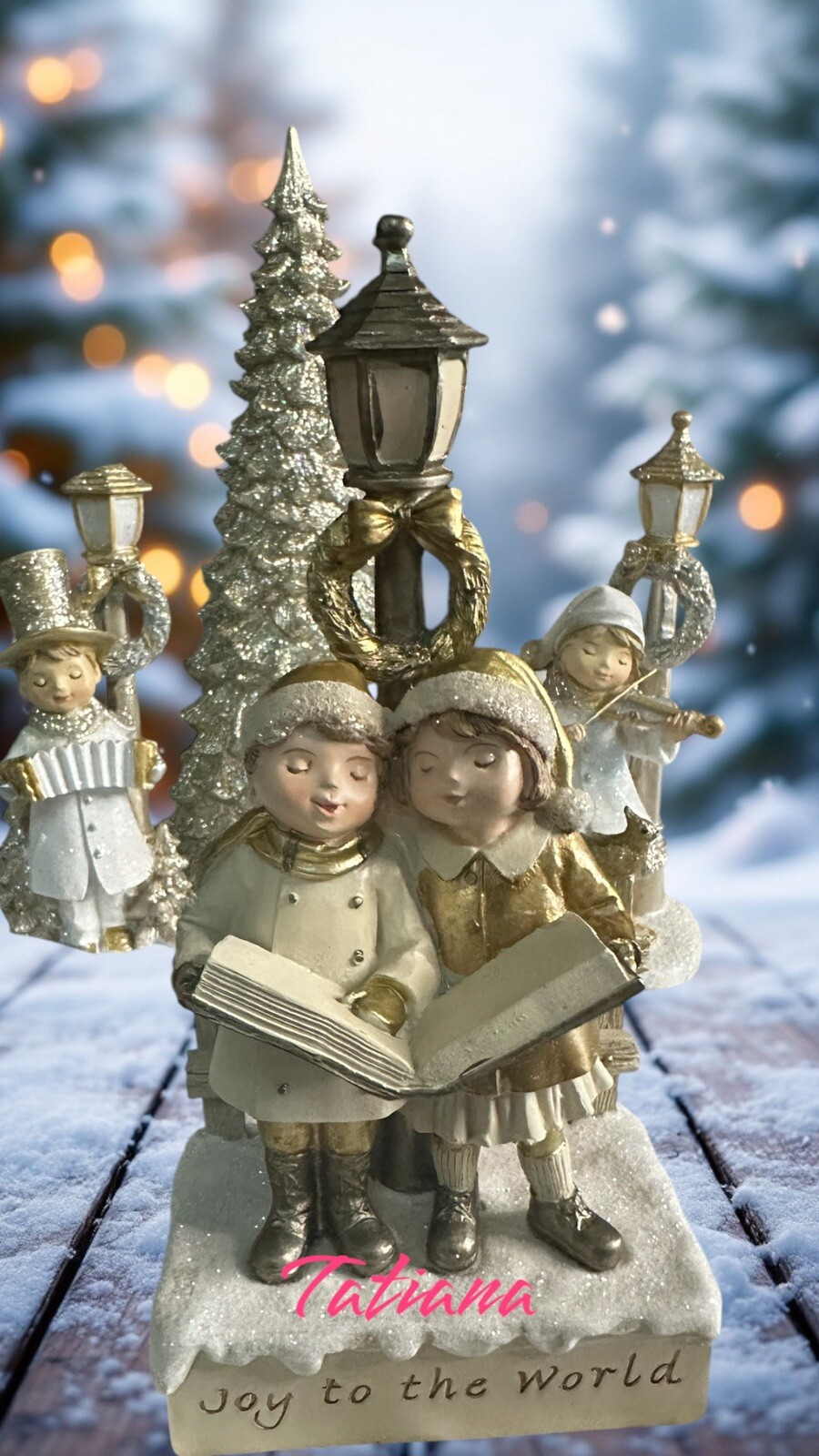Christmas Tree Village carolers 1 Pc TOP QUALITY 10” Gold, Silver Glitter