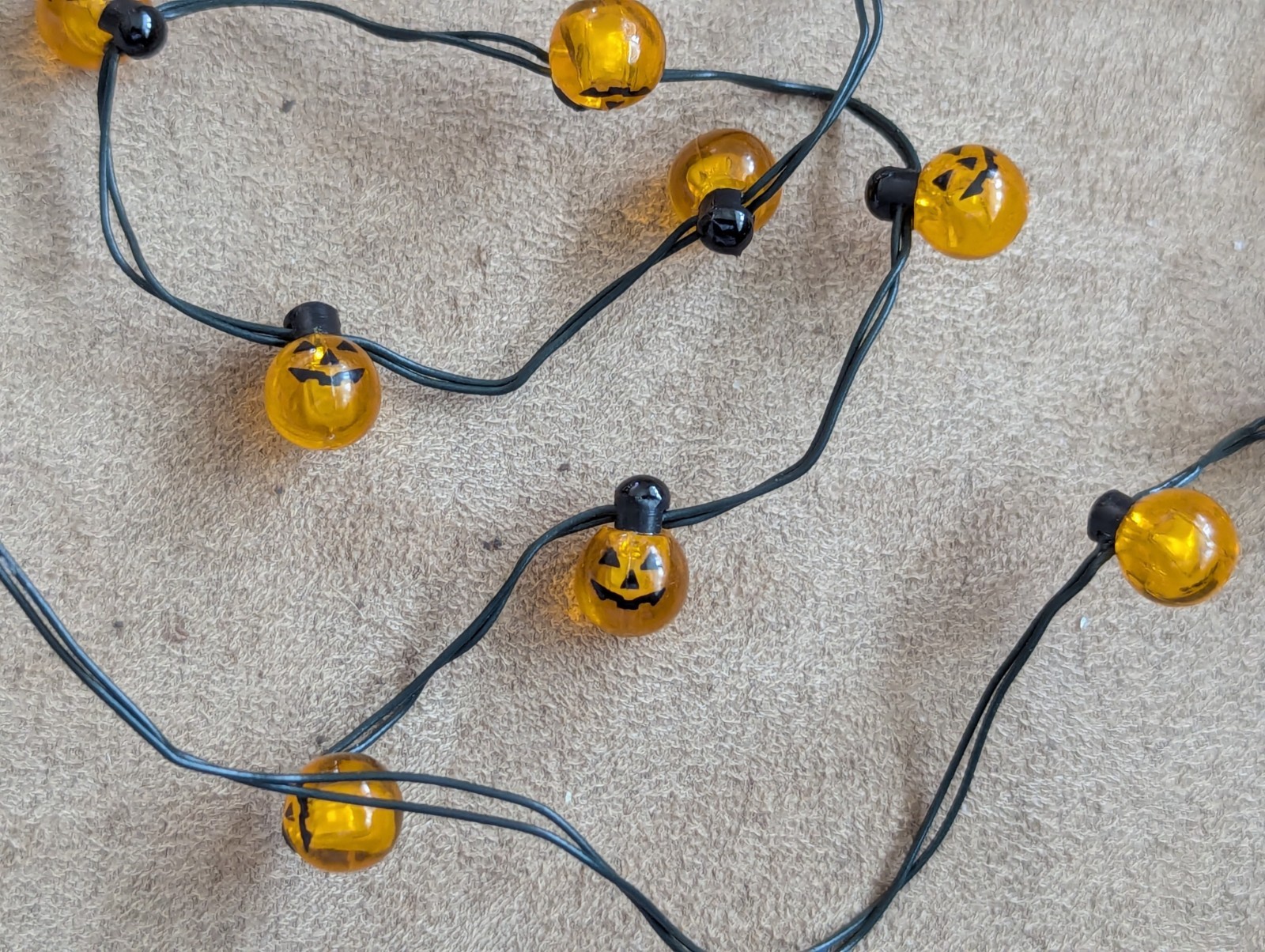Dept 56 String of 12 JACK-O-LANTERN Orange Lights Halloween Village Decor
