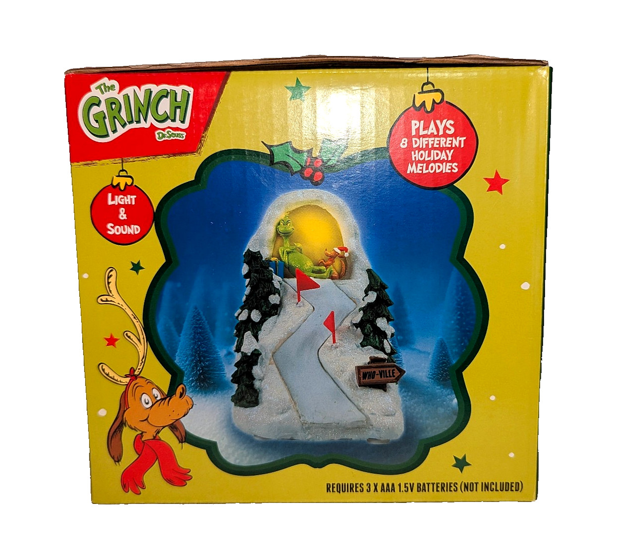 Dr Seuss Illuminated Grinch Lair Grinch and Max Home Christmas Village Musical