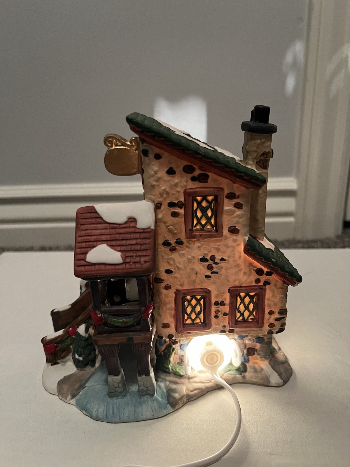 Christmas Streets Tally Ho Tavern 1999 lighted building Village With Cable