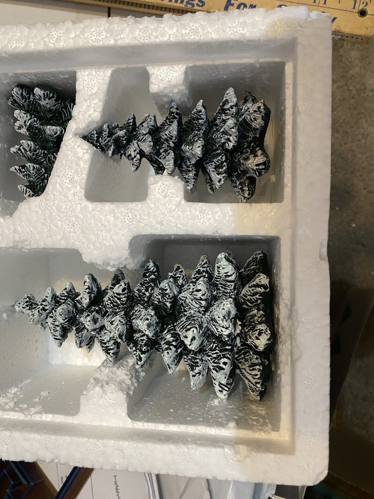 VILLAGE EVERGREEN TREES COLD CAST PORCELAIN, 5205-1 DEPARTMENT 56 SET OF 3 BOXED