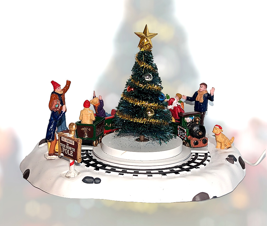 Lemax Santa’s Animated Kiddie Train Rotates Around Christmas Tree North Pole Kid