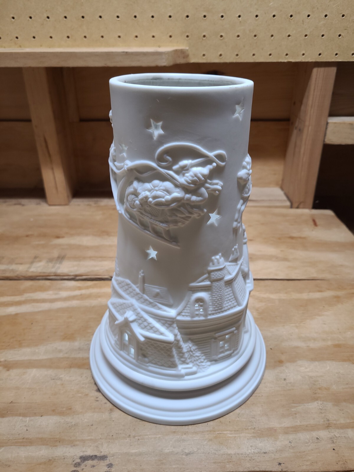 Dept 56 Winter Silhouette Winter Nights White Porcelain Candle Cylinder W/Box