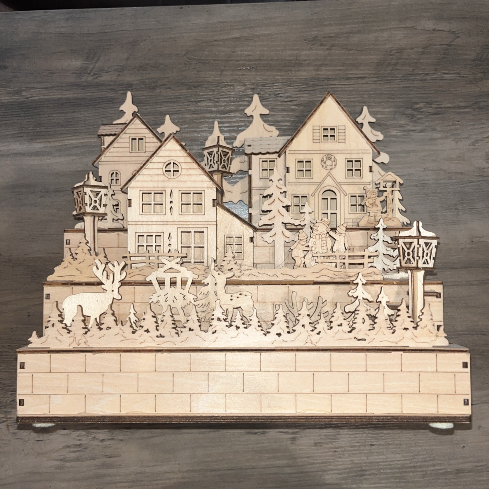 Wooden Christmas Village Houses Xmas Old Town Winter Scen…