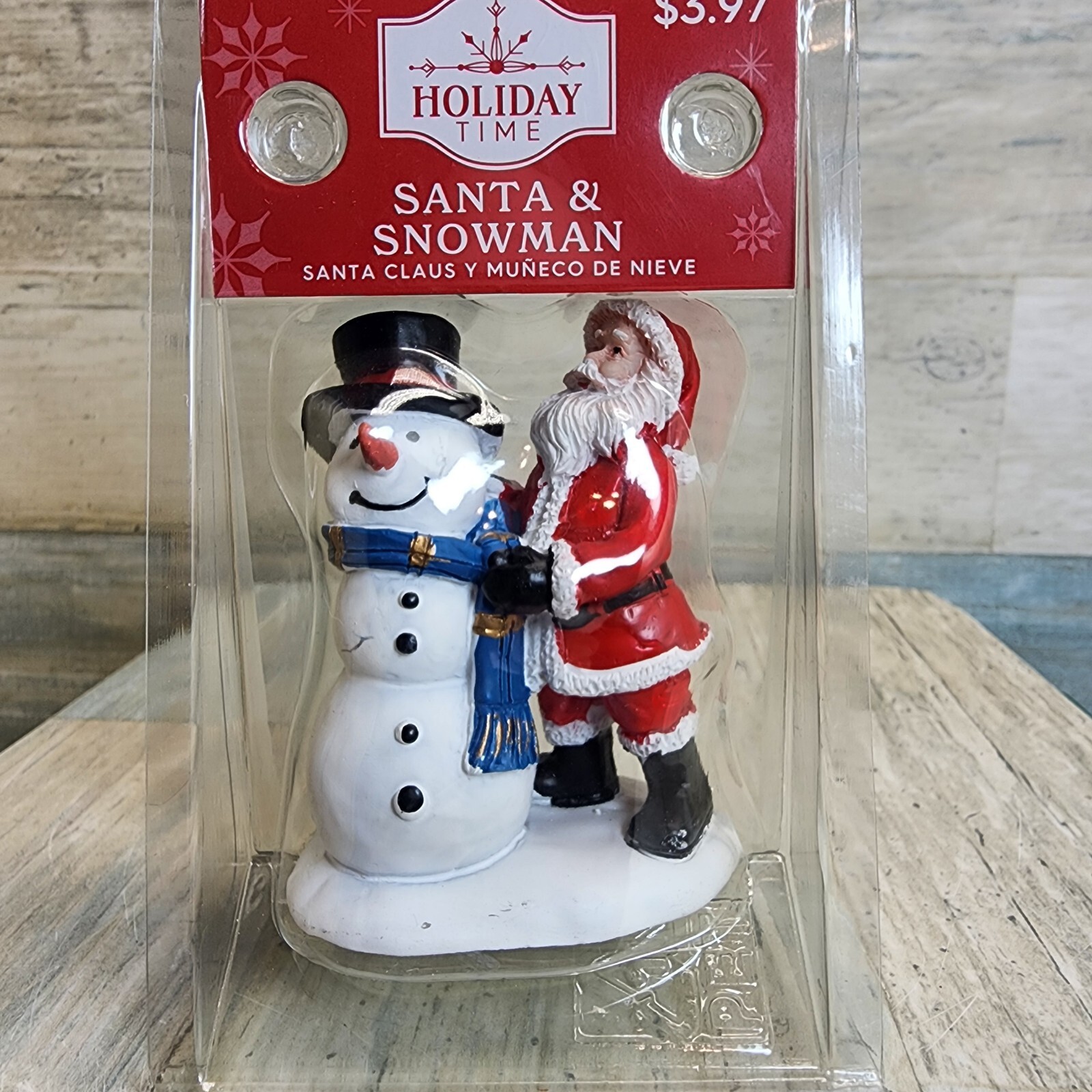 Holiday Time Christmas Village Accessory Santa & Snowman