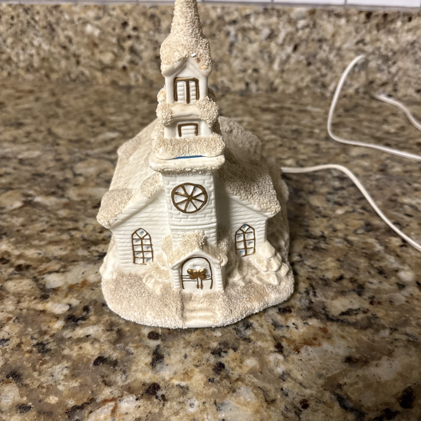 Vintage Home accents Collectible Holiday Lighted Church with light Cord & Light