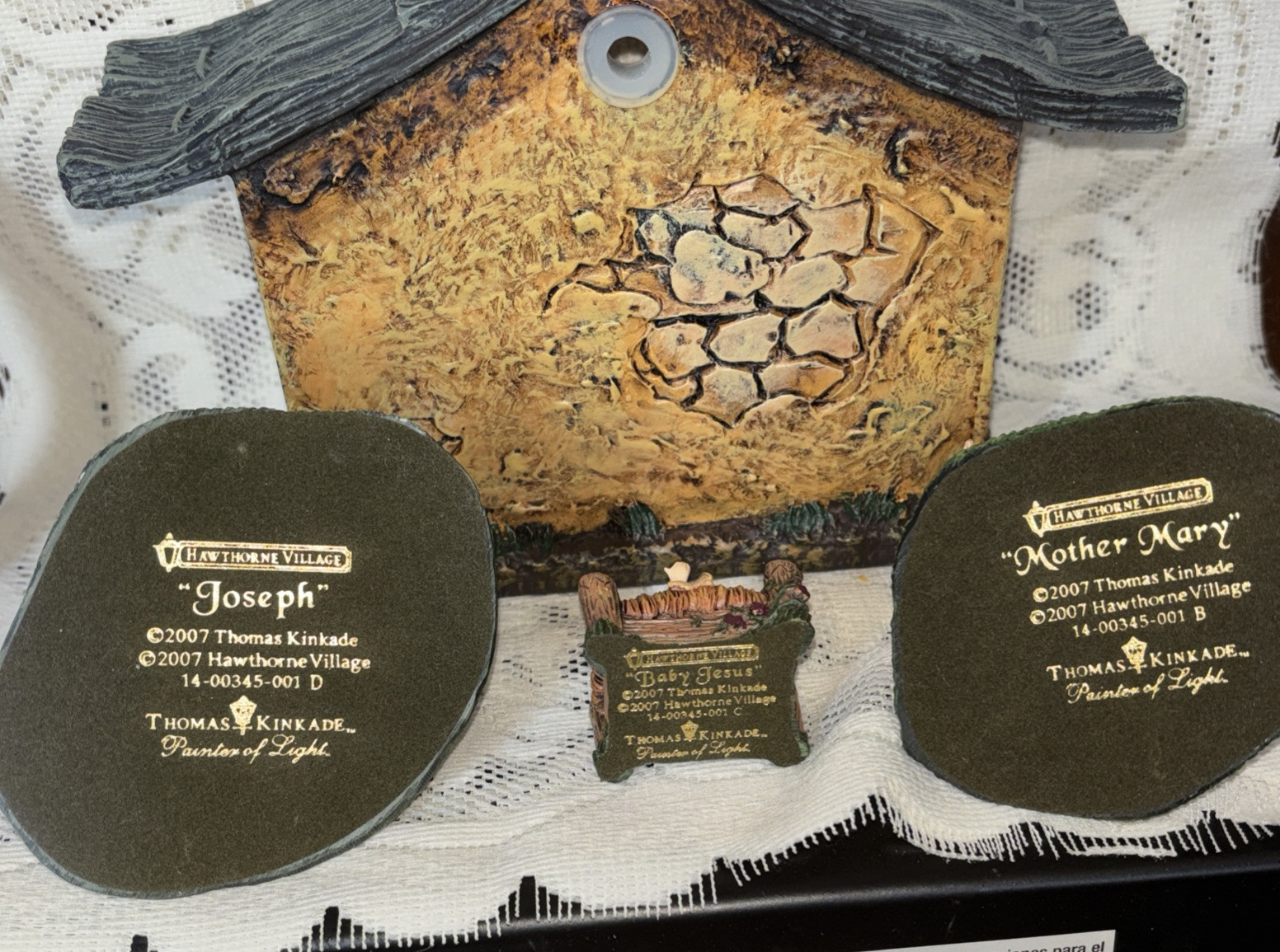 Thomas Kinkade Nativity Hawthorne Village Holy Family & Creche Joseph Mary Jesus