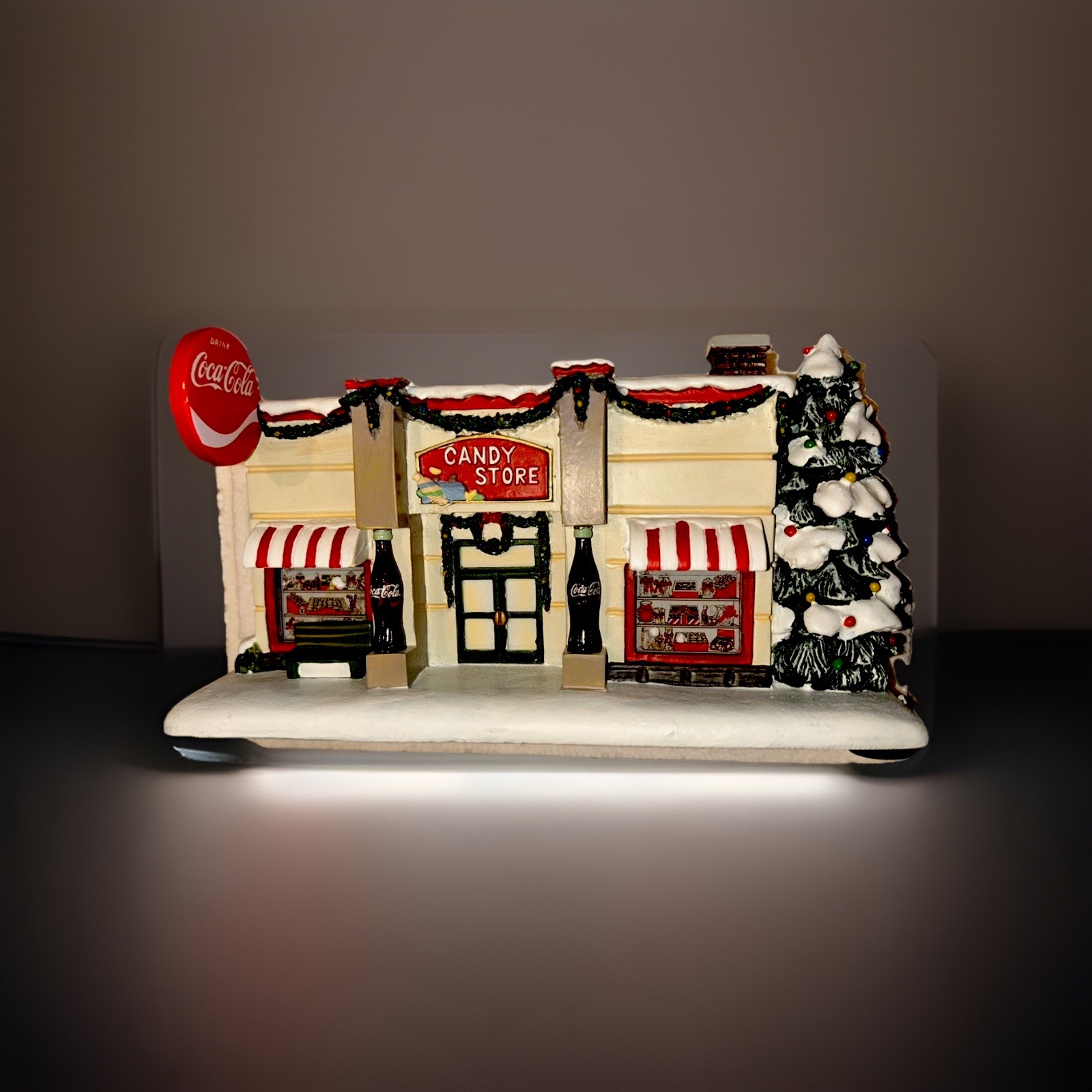 Coca-Cola Christmas Village Candy Store Building Ceramic/Porcelain Painted 2000s