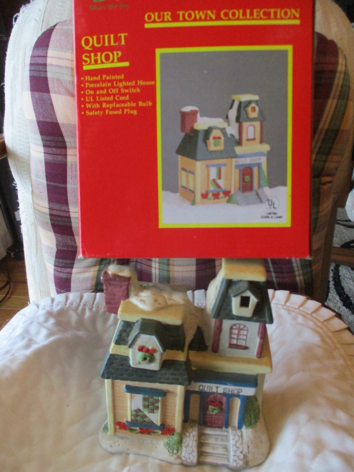 Vintage Share The Joy-Our Town Collection Lighted Christmas Village Quilt Shop