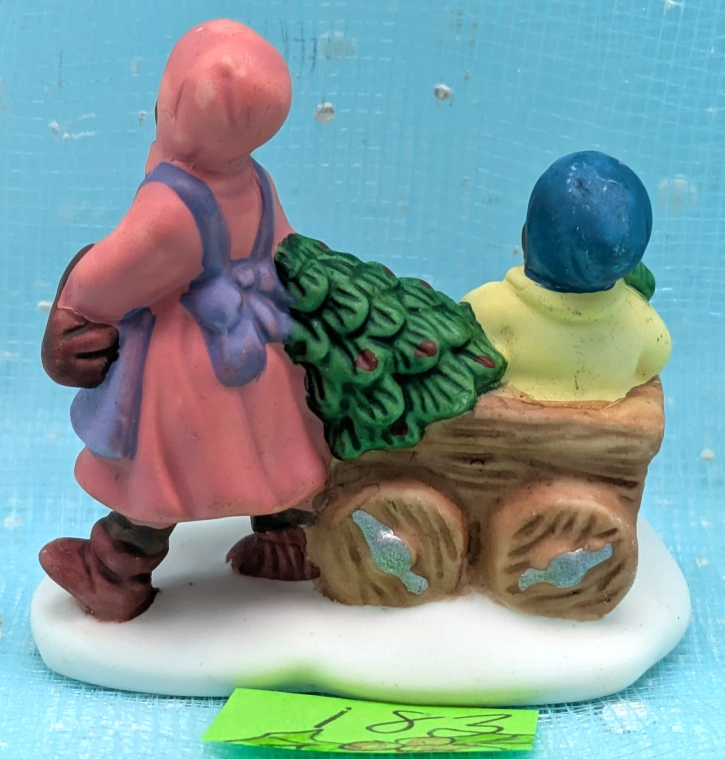 *PAINT LOSS O’Well children wagon tree porcelain Christmas Village NO BOX INV183