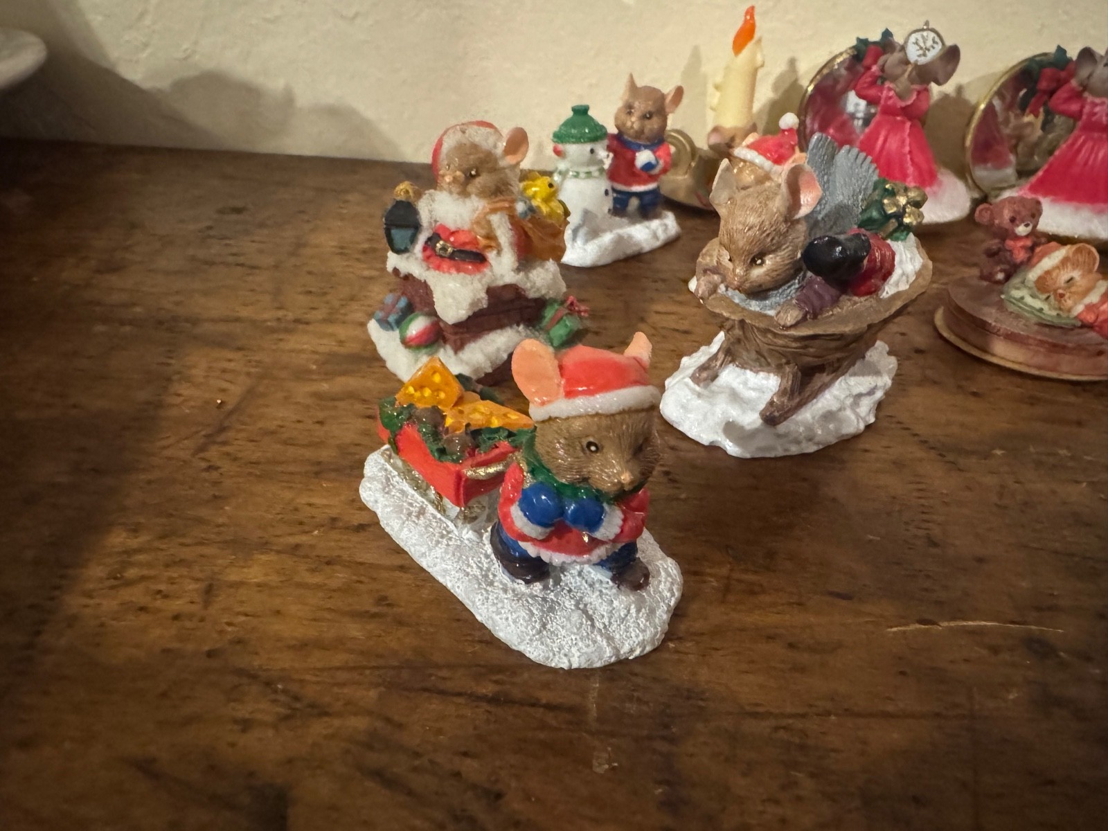 Vintage Christmas Village mouse Figures Lot Of 16