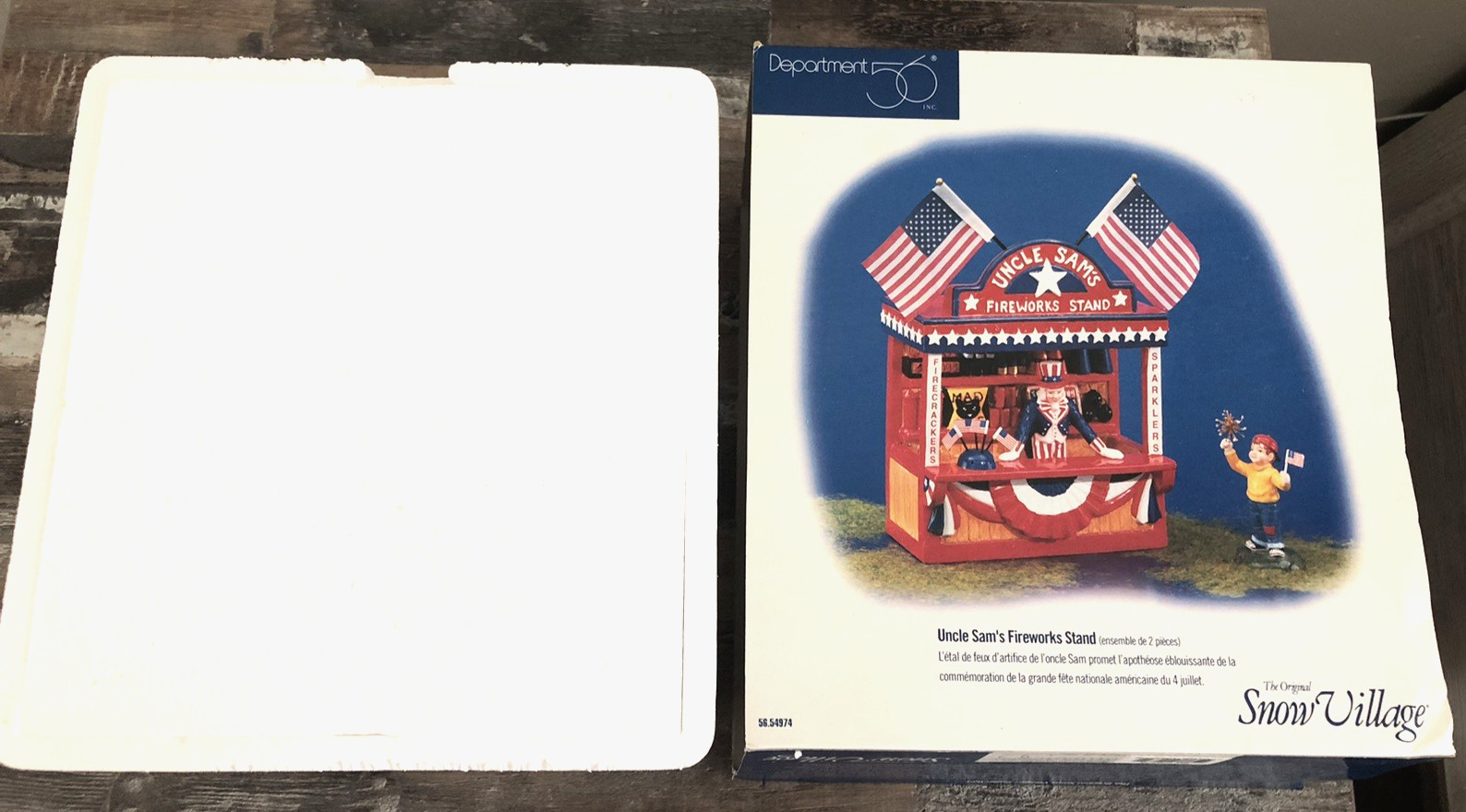 Department 56 Vintage 1998 Uncle Sam’s Fireworks Stand Snow Village w/OG Box