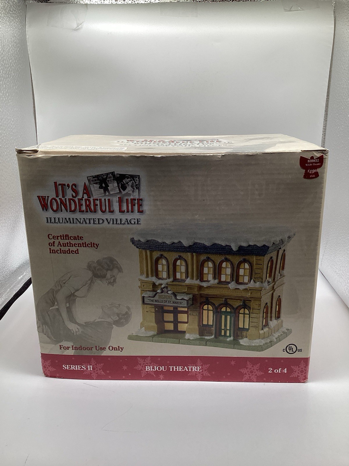 It’s A Wonderful Life Lighted Village Bijou Theater Bedford Falls Series II COA