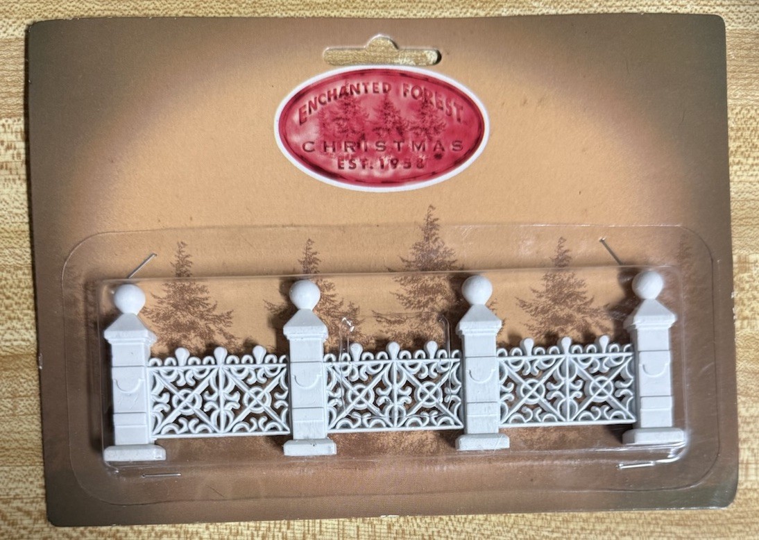 Enchanted Forest Christmas Miniature Decoration 5.5” Metal Fence Piece Detailed