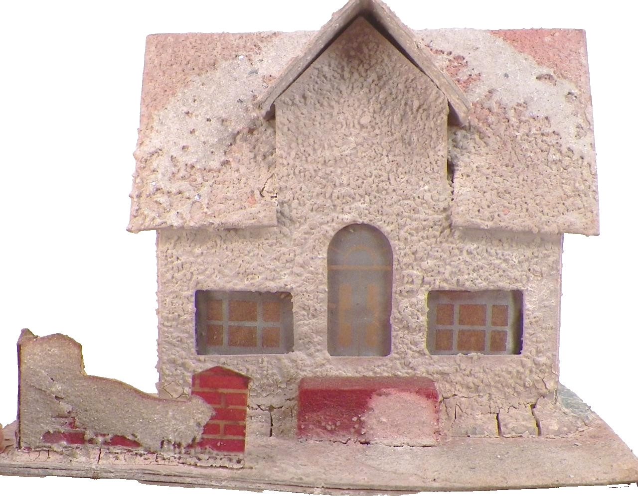 Christmas House Railroad Putz Display White Brick Fence Made USA #117