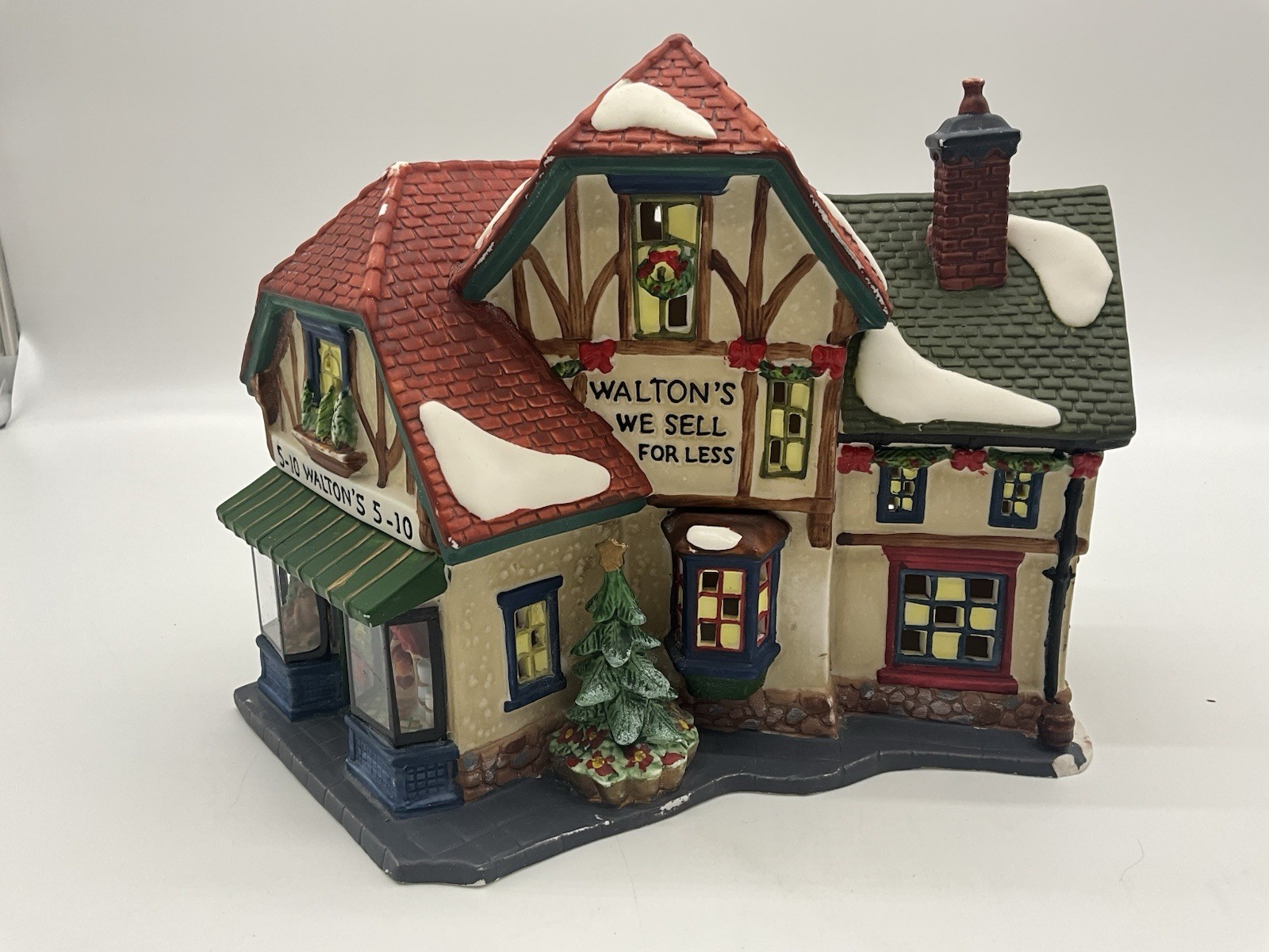 Holiday Time Walton’s 5 & 10 Lighted Christmas Village Building Vtg 1990s