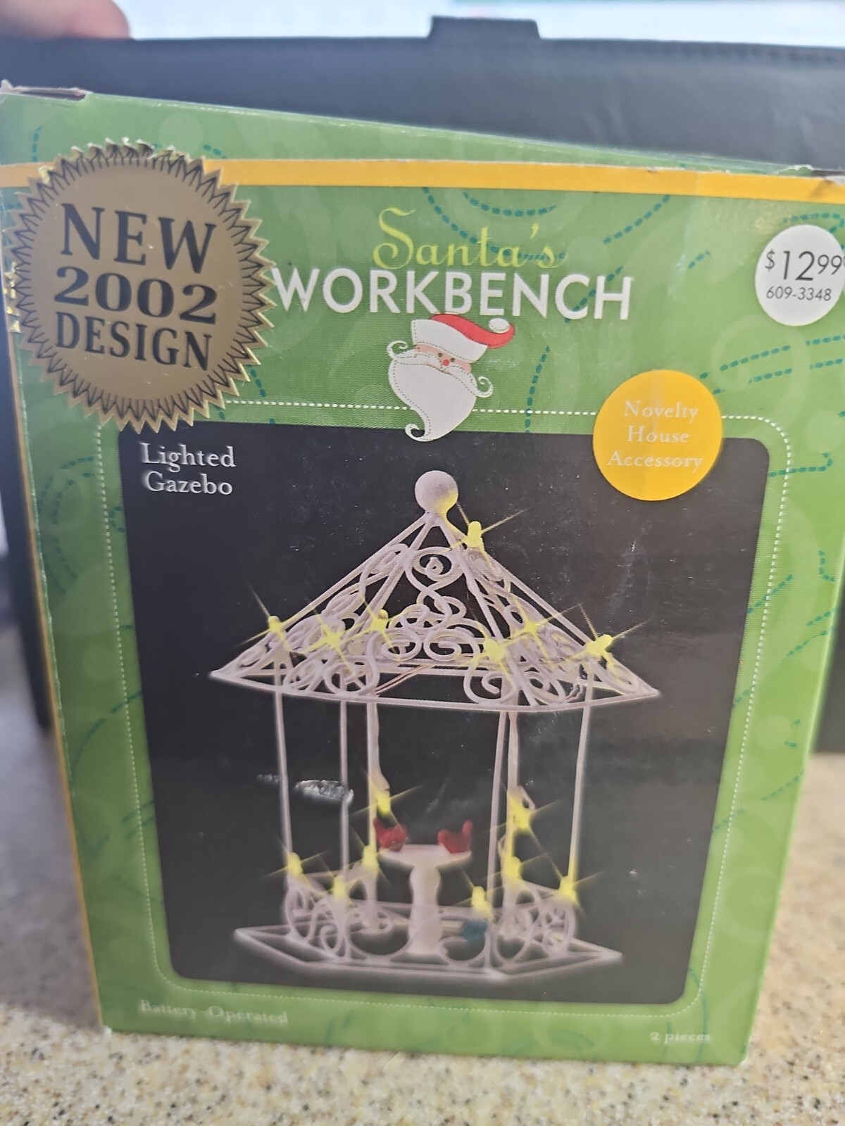 Santa’s Workbench 2002 Battery Operated Lighted Gazebo TESTED New Batteries