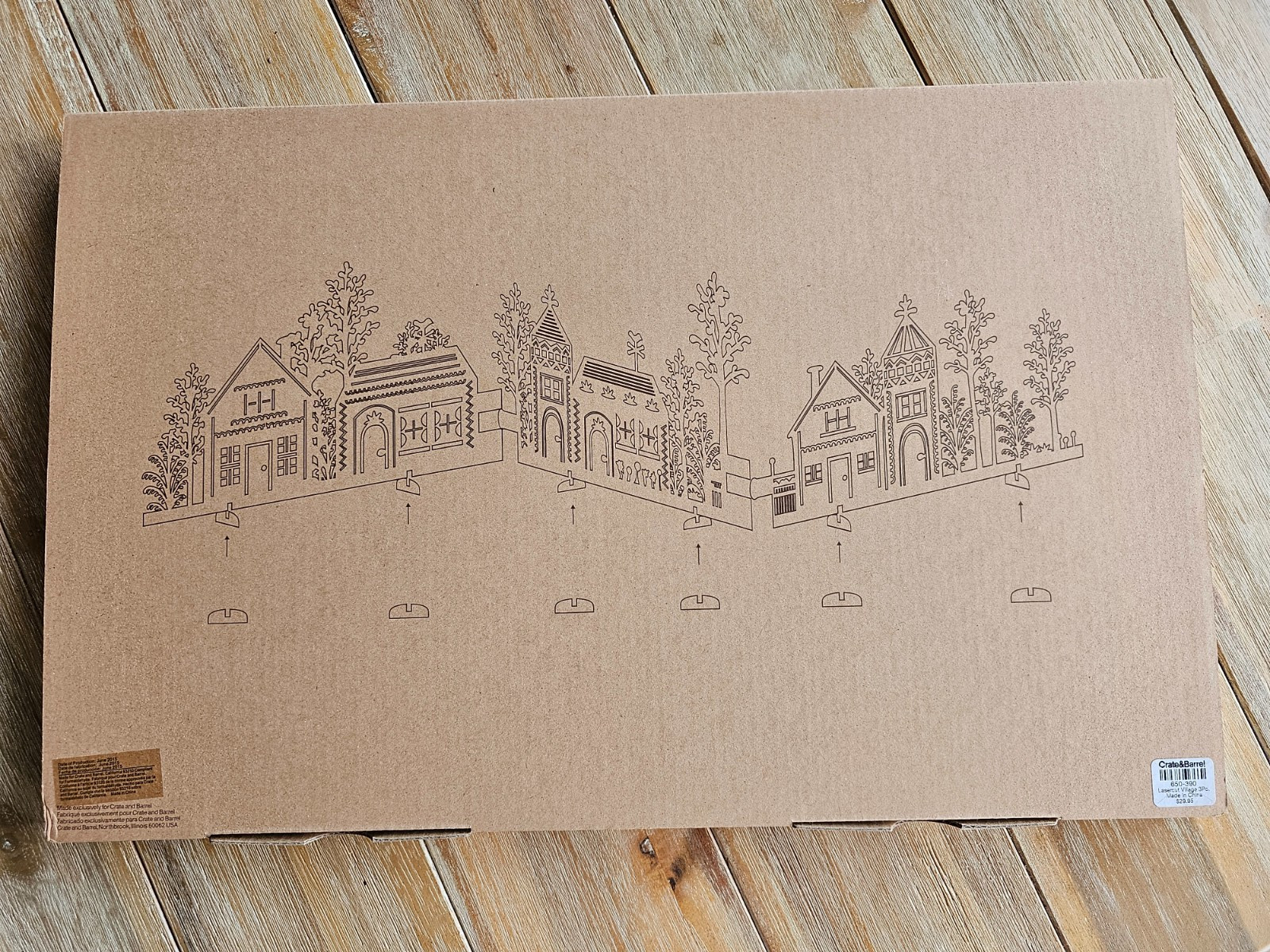 Crate & Barrel Wood Village 2 & 3 Piece Stand Up Christmas Laser Cut House 2015