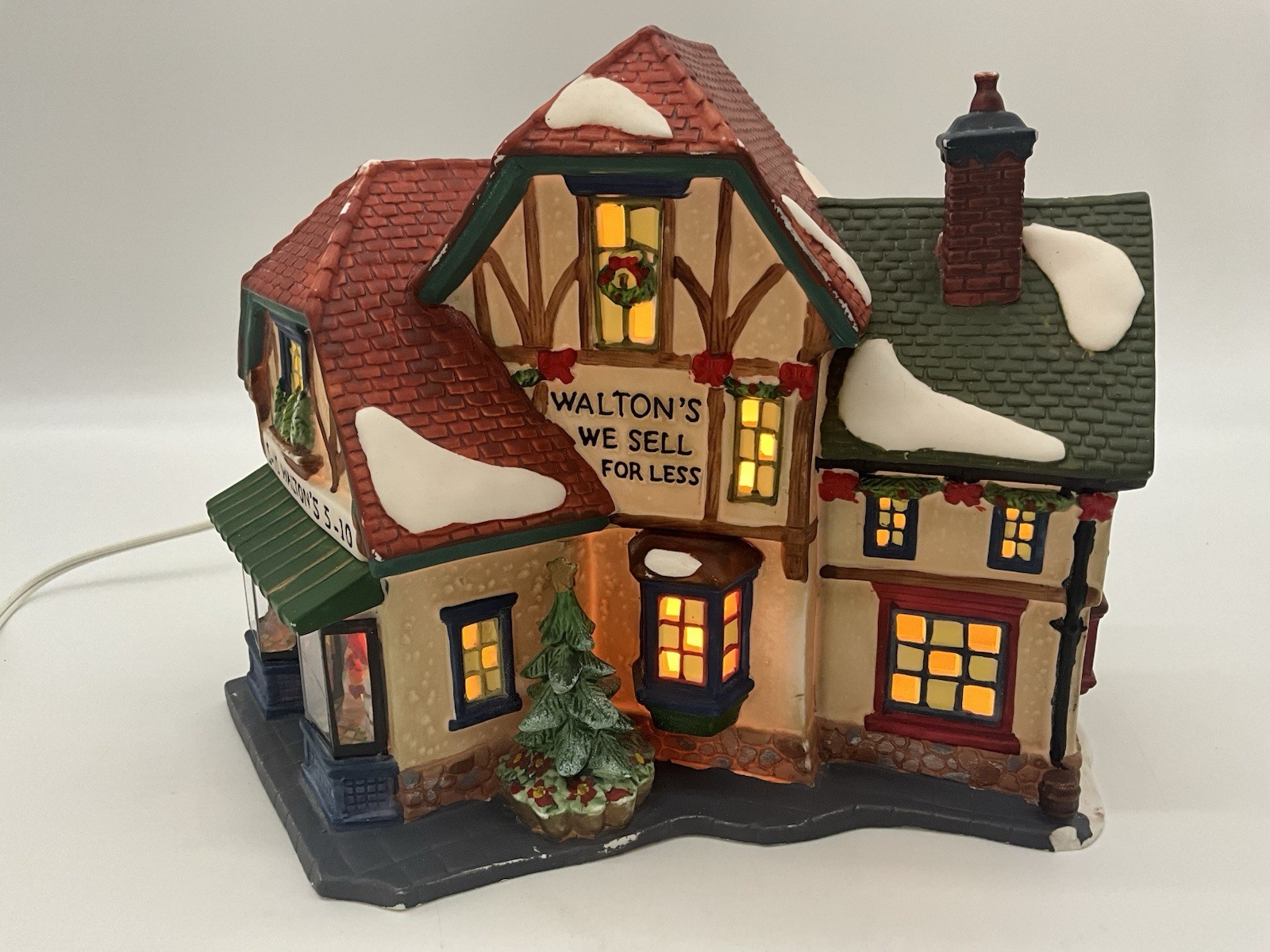 Holiday Time Walton’s 5 & 10 Lighted Christmas Village Building Vtg 1990s