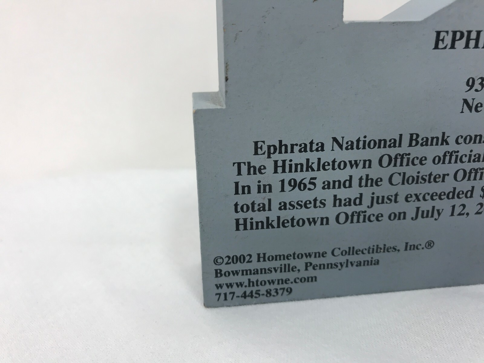 HomeTowne Collectible Ephrata National Bank New Holland PA Limited 66/300 2002
