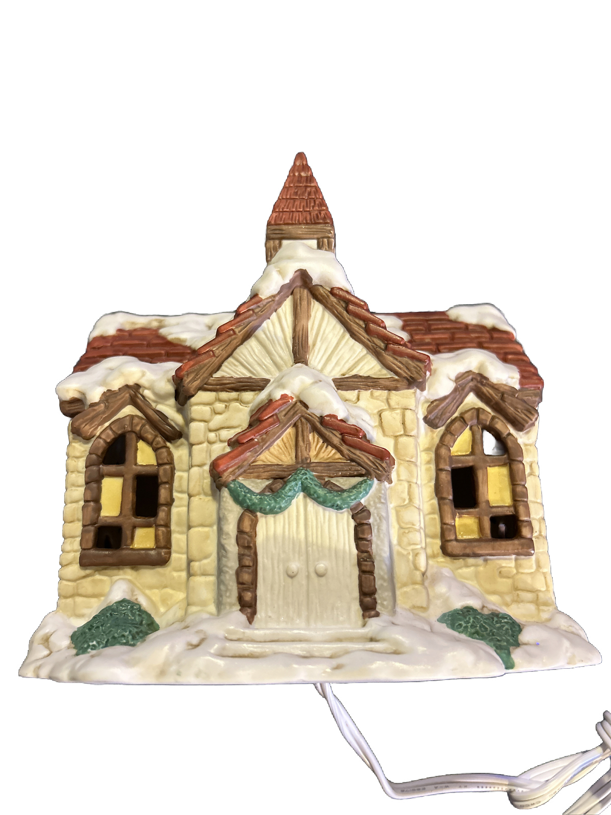 Lighted 1990 House of Lloyd Christmas Around World Collector Village Church Box