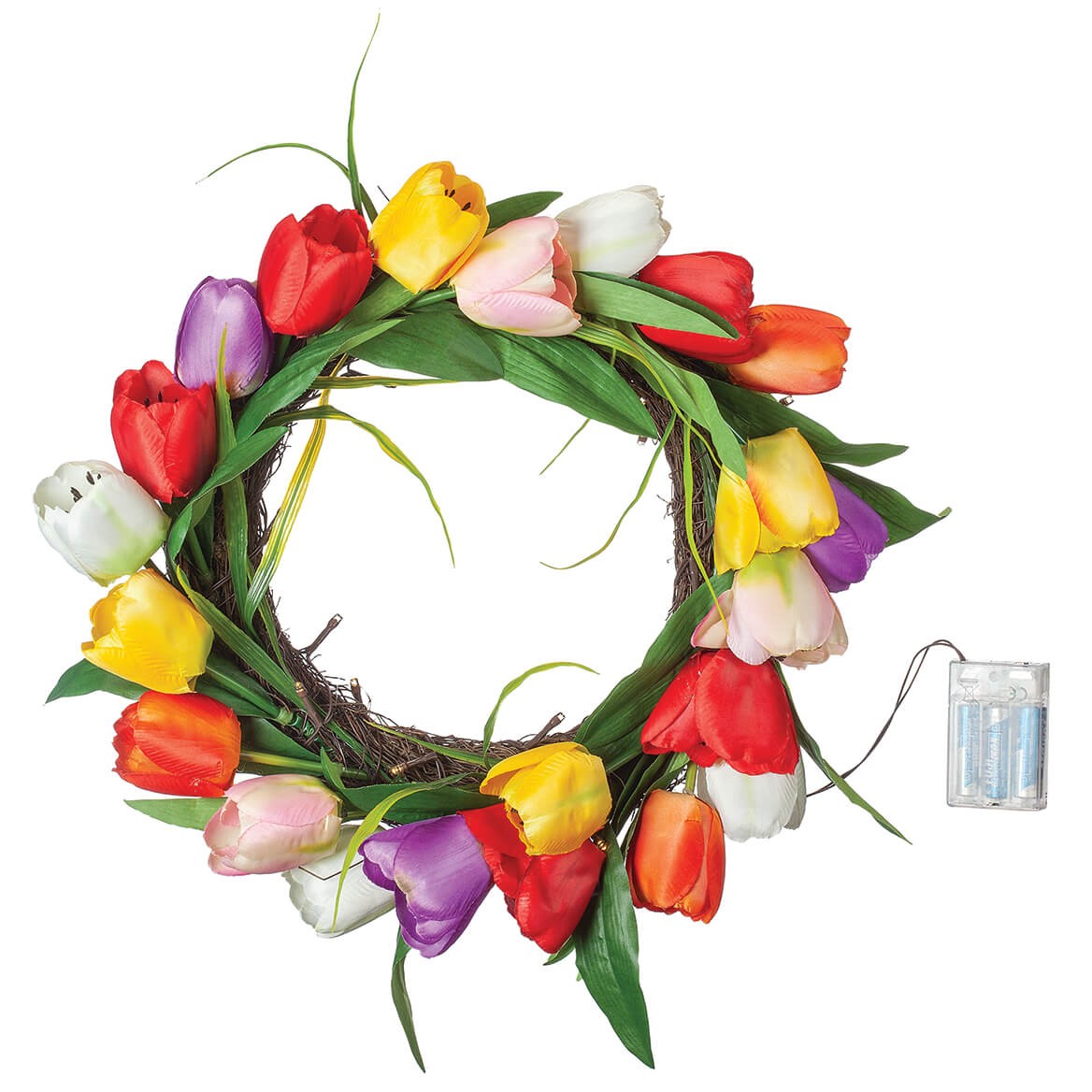 Lighted 18″ Tulip Wreath by Oakridge