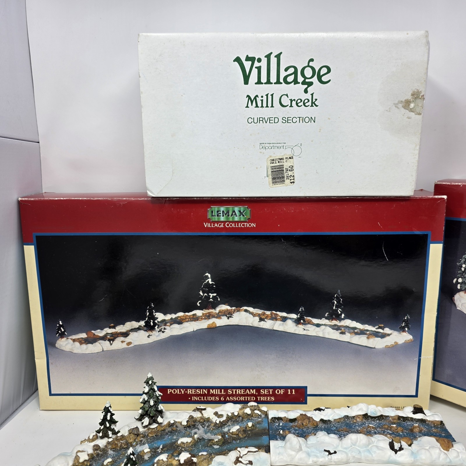 Lemax & Dept 56 Mill Pond & Creek Set Vintage Christmas Village Water River Lot