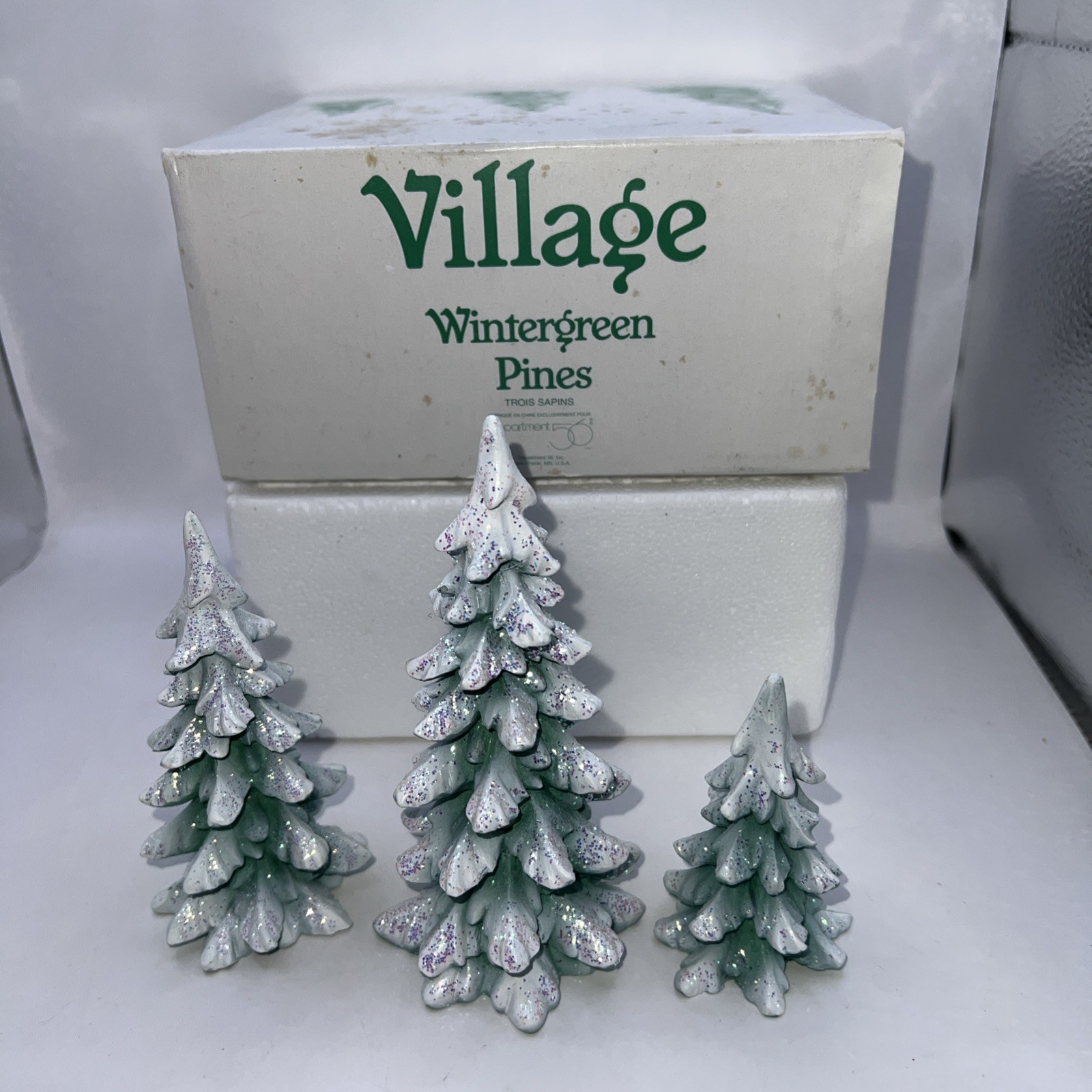 Department 56 Heritage Village Wintergreen Pines Set of 3 In Box EUC