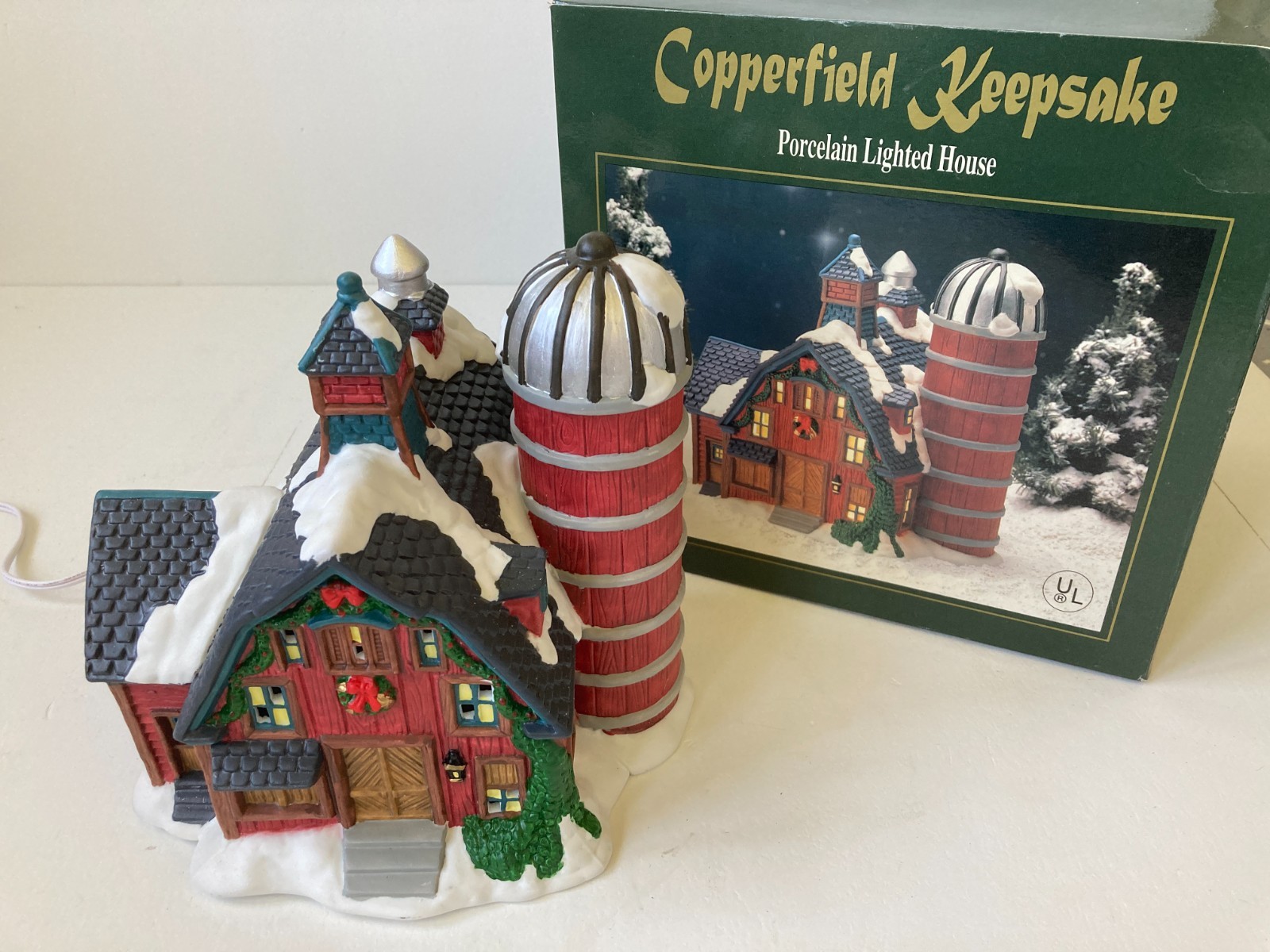 Copperfield Keepsake Porcelain Lighted House Barn With Silo