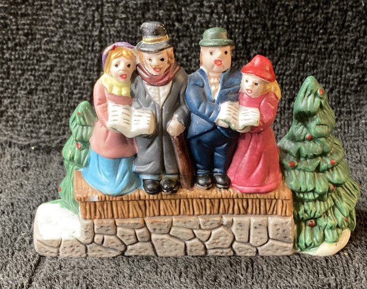 Vintage Ceramic Christmas Village Carolers Figurine Two Couples Singing