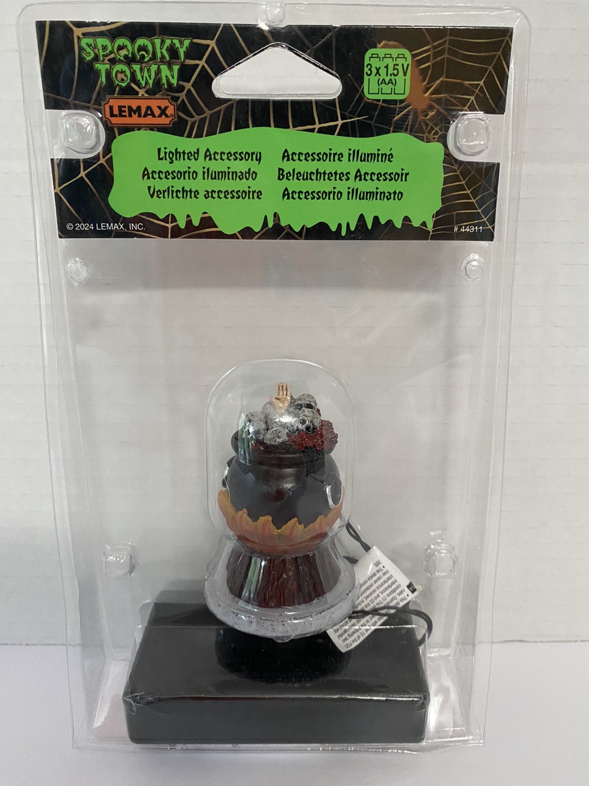 Lemax Spooky Town SKULL STEW CAULDRON Lighted Accesory #44311 from 2024, TESTED