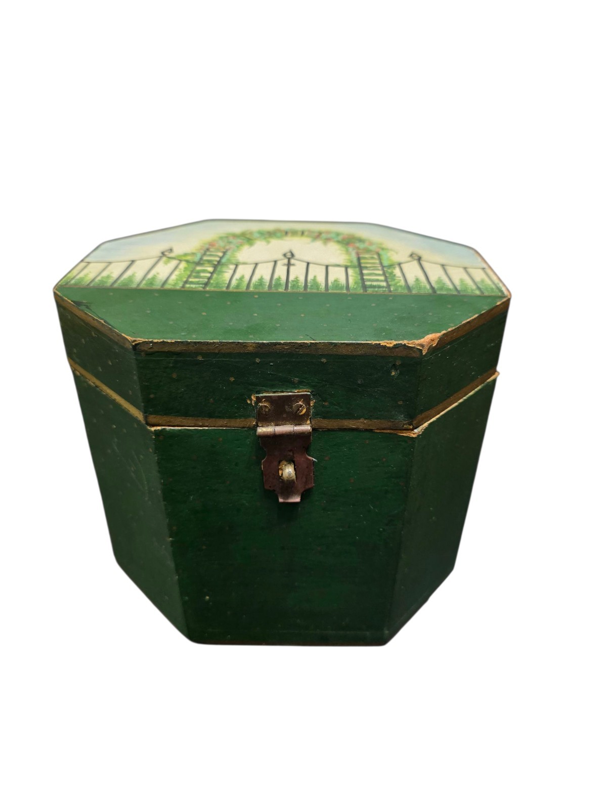 The Cottage by Park Collection Wooden Jewelry Box Vintage Hand-Painted Octagon